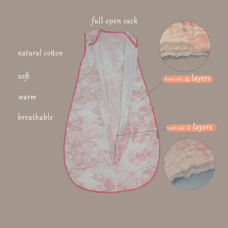 BLOOMSTAR Muslin Cotton Toddler Girl Sleeping Bag 0.5-0.7 TOG (2-3T) - Lightweight & Breathable Wearable Blanket, Sleeveless Sleep Sack with 4-Layer Front & 2-Layer Back, All-Season Use - Image 4